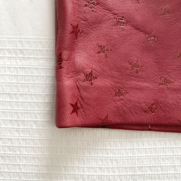 ZOE KARSSEN RED SHEEP LEATHER SHIMMER STAR EXPOSED ZIPPER MINI SKIRT - S - Picture 9 of 9